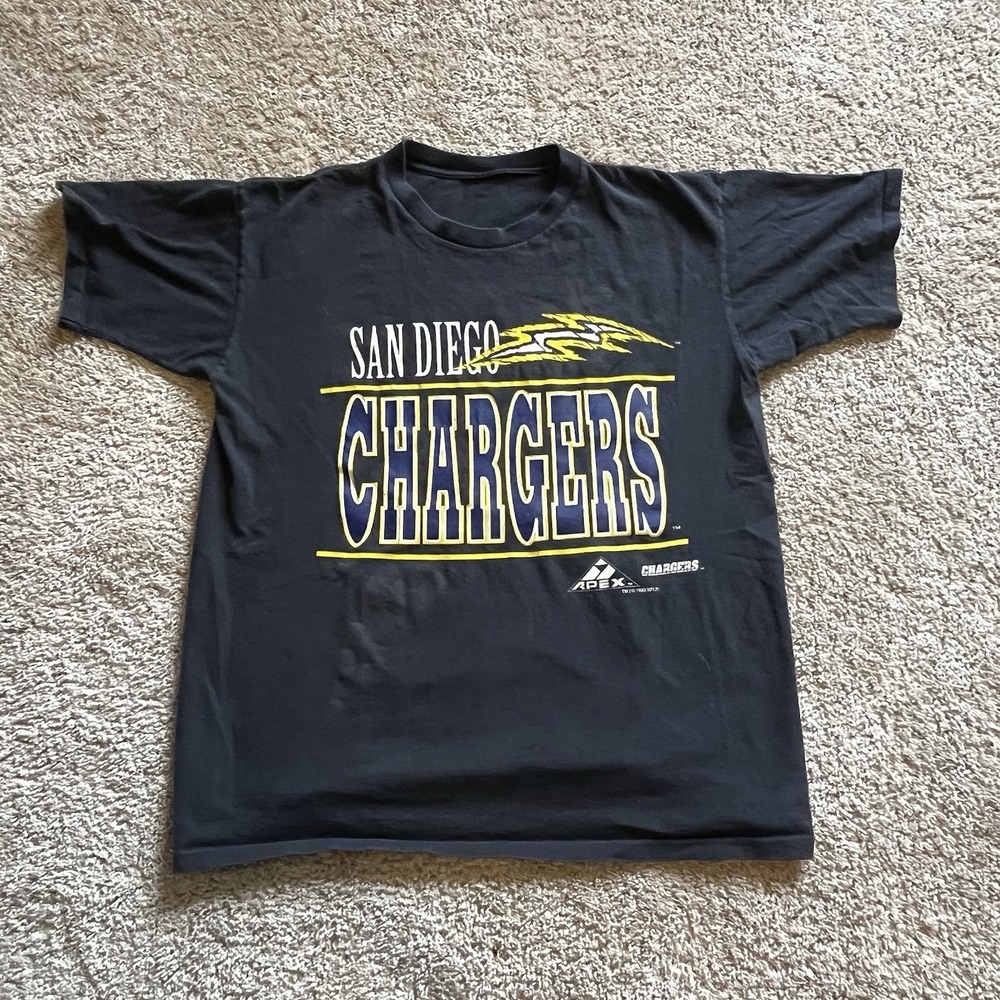 Vintage 90s Apex NFL San Diego Chargers Double Sided Lightning Bolt Tee Men's L